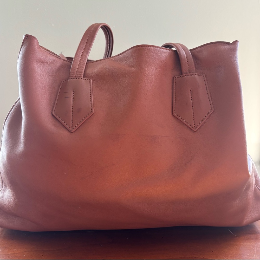 NEELY & CHLOE #2 Large Soft Tote  Laptop Weekend Travel Bag  Caramel Leather